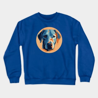 Dog Portrait in Orange and Blue Crewneck Sweatshirt